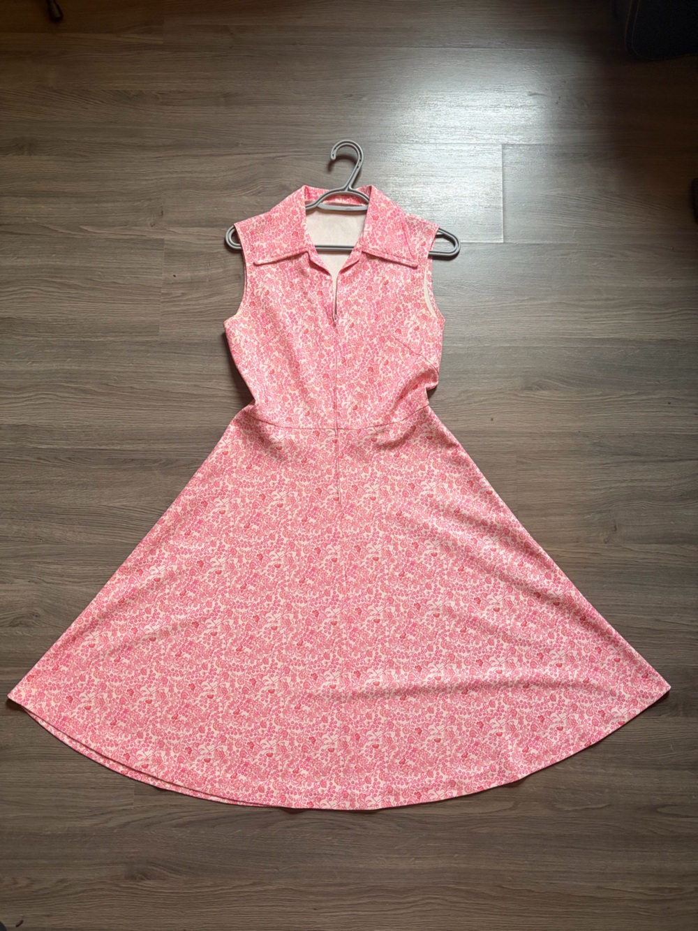 Vintage 1960s Pink Floral A-Line Dress Size M-L